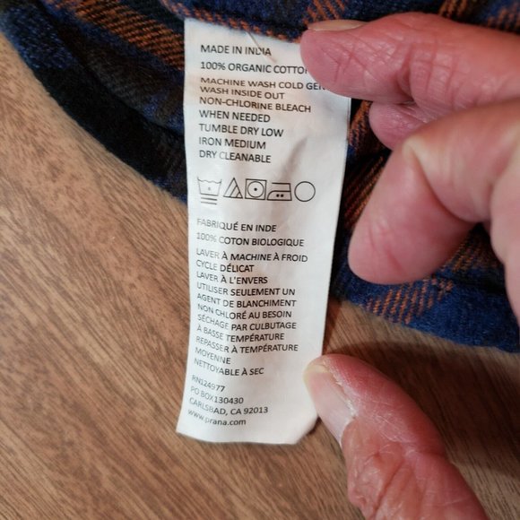 PrAna Golden Canyon Womens Small Flannel Rich Sapphire Plaid - Picture 9 of 12